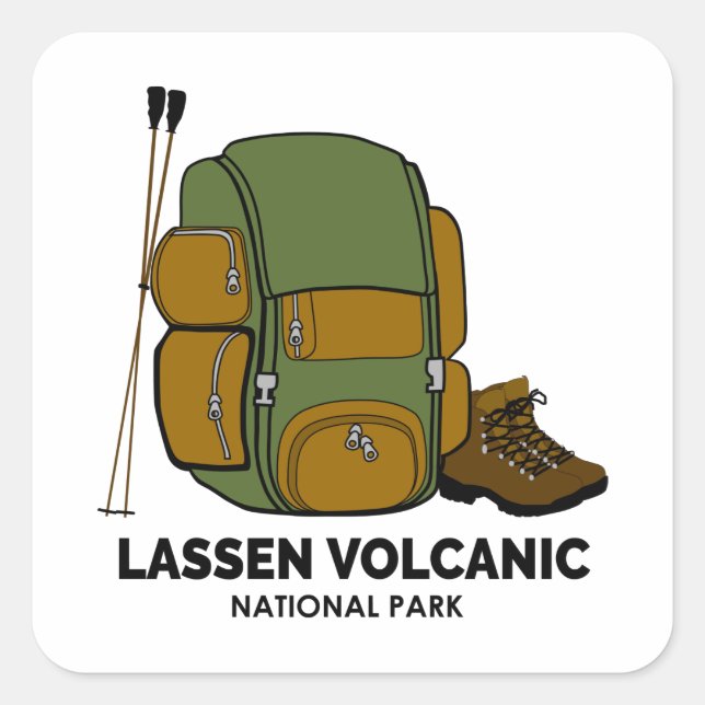 Lassen-Volcanal-Nationalpark-Rucksack Quadratischer Aufkleber (Vorderseite)