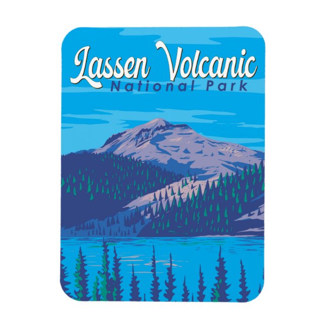 Lassen-Volcanic National Park Illustration Travel Magnet (Vertikal)