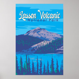 Lassen-Volcanic National Park Illustration Travel Poster