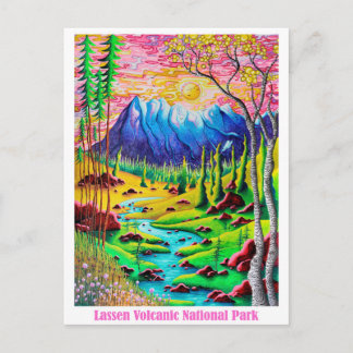 Lassen Volcanic National Park Travel Art Carte pos