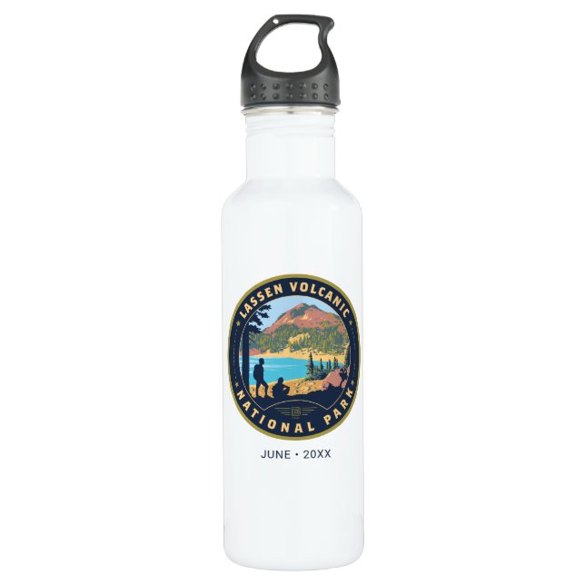 Lassen-Volcanic-Nationalpark Edelstahlflasche (Vorderseite)
