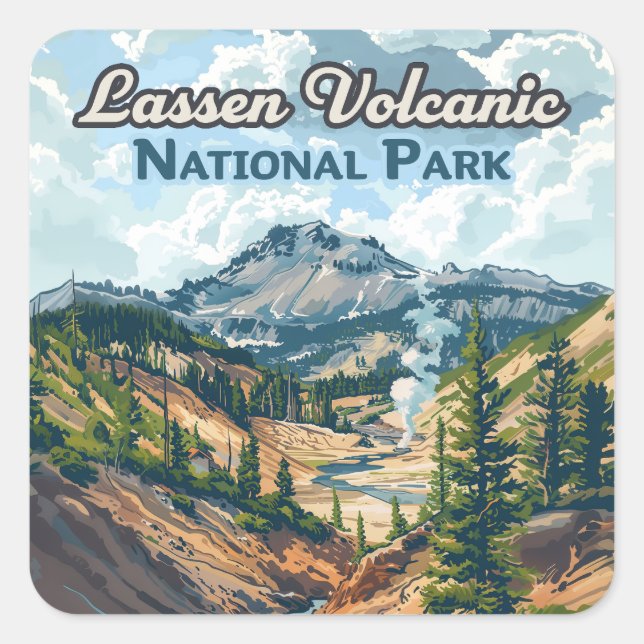 Lassen Vulkanischer Nationalpark California Quadratischer Aufkleber (Vorderseite)