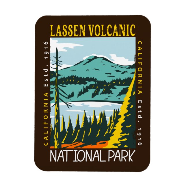 Lassen Vulkanischer Nationalpark Vintag erschütter Magnet (Vertikal)