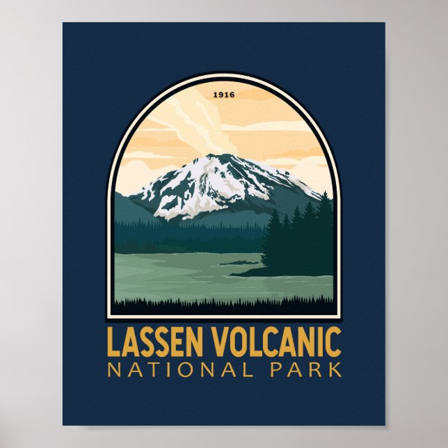 Lassen-Vulkanischer Nationalpark Vintages Emblem Poster (Vorne)