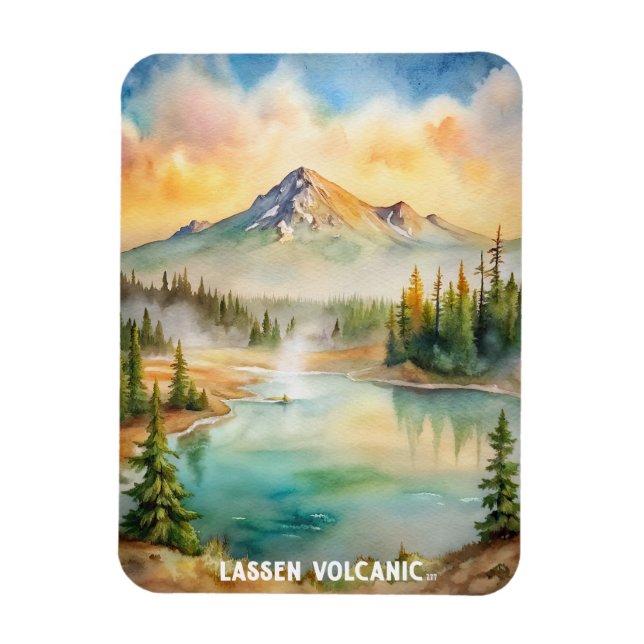 Lassen Vulkanischer Nationalpark Wasserfarbenmaler Magnet (Vertikal)
