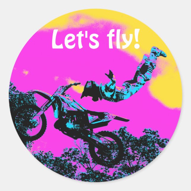 Lassend Go - Freestyle Motocross Stunt Runder Aufkleber (Vorderseite)