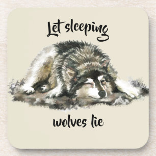 Lassend Wolfsruhenzauber Lie Watercolor Wolf Zitat Getränkeuntersetzer