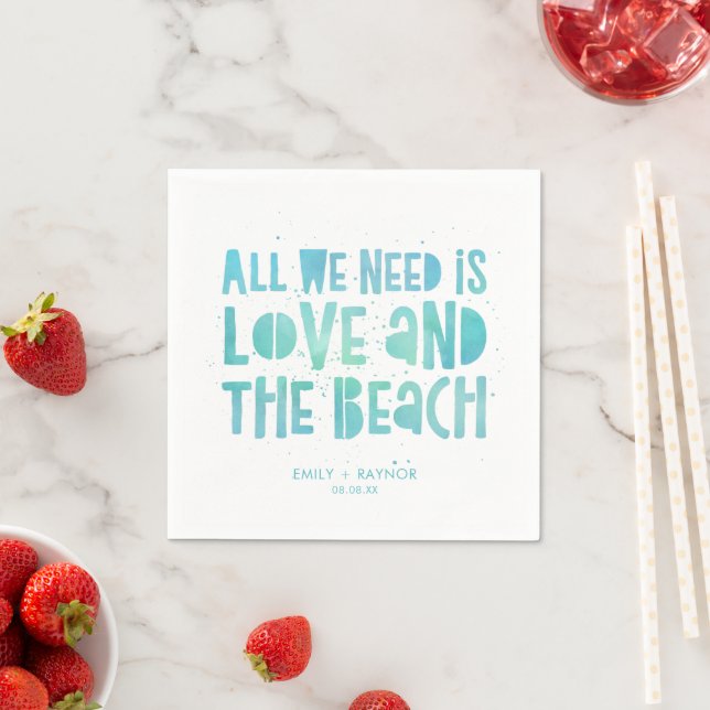 Lässig Alles, was wir brauchen, ist Liebe Beach We Serviette (Beispiel)