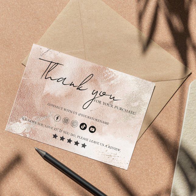 Lässig Beige Blush | Thankyou Business Card Visitenkarte (Von Creator hochgeladen)