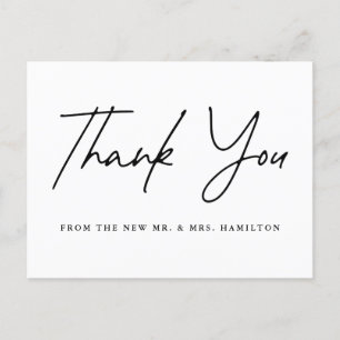 Lässig Black Script Wedding Vielen Dank Postkarte