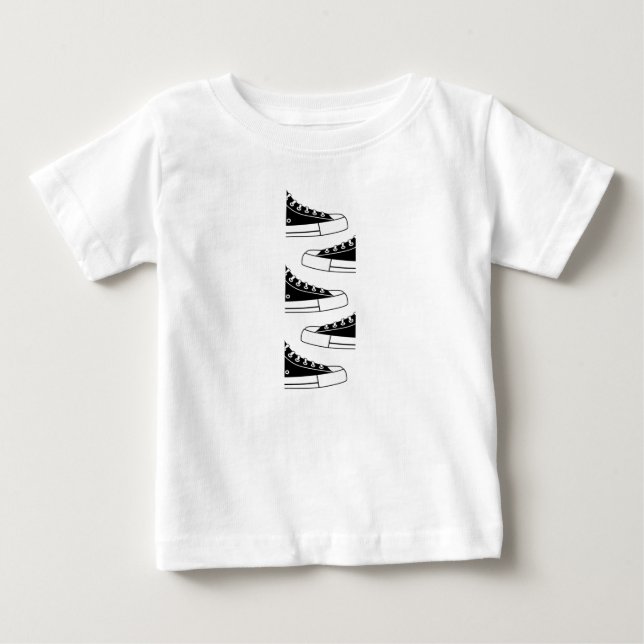 Lässig Black Sneakers Baby T - Shirt (Vorderseite)