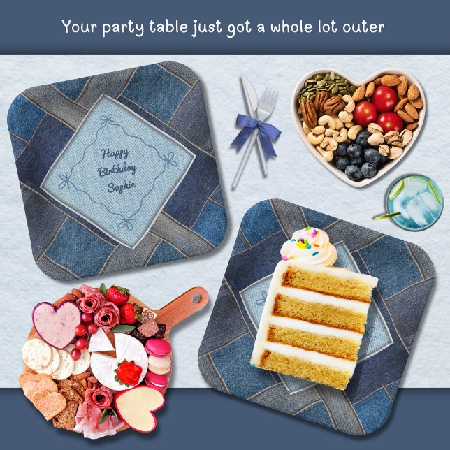 Lässig Blue Jean Birthday Party Paper Plate Pappteller (Casual Blue Jean Birthday Party Paper Plate)