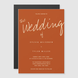 Lässig Burnt Orange Typografy Wedding Magneteinladung