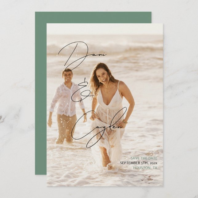 Lässig Chic Handwriting Style Save the Date Einladung (Vorne/Hinten)