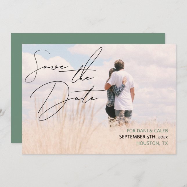 Lässig Chic Handwriting Style Save the Date Einladung (Vorne/Hinten)