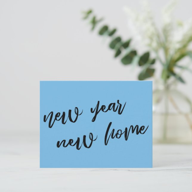Lässig Classic Blue New Year New Zuhause Ankündigu Mitteilungskarte (Stehend Vorderseite)