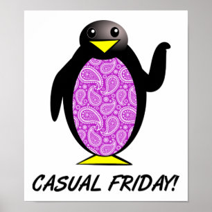 Lässig Freitag Pinguin Funny Poster