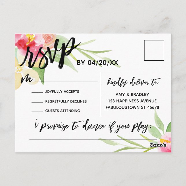 Lässig Handwriting Boho Floral UAWG Song Anfrage Postkarte (Rückseite)