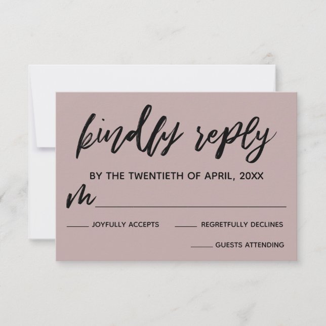 Lässig Handwriting Dusty Rose Pink Wedding RSVP (Vorderseite)