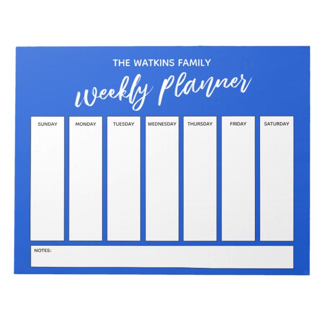 Lässig Handwriting Einfaches Wochenplaner, Blau Notizblock (Vorderseite)