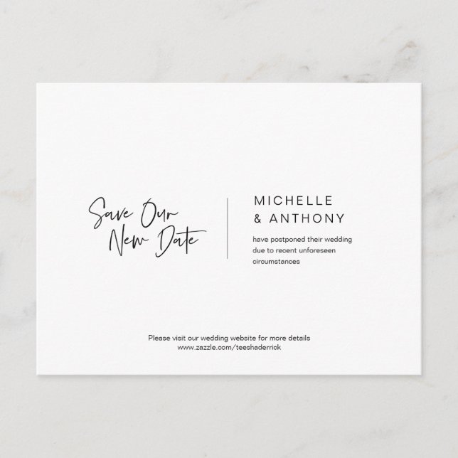 Lässig Minimal, Rett unser neues Datum, Zurückgest Postkarte (Vorderseite)