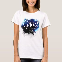 Lässig Navy Blue Watercolor Pinselstrich Graduate T-Shirt