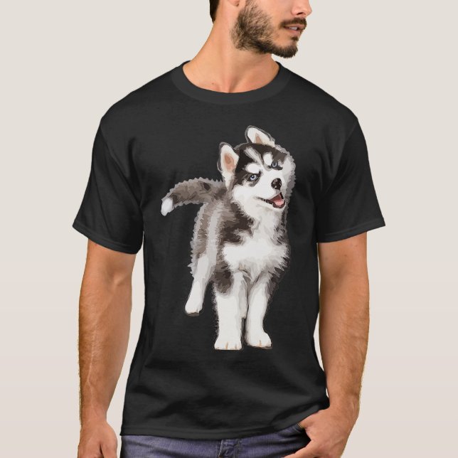 Lässig Pomsky Portrait Graphic Art Men Women T-Shirt (Vorderseite)