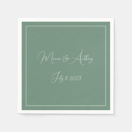 Lässig Sage Green Einfaches Skript Minimalistische Serviette