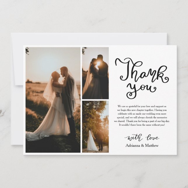 Lässig Vielen Dank, dass Sie Script Wedding Foto C Dankeskarte (Vorderseite)