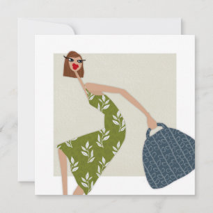 Lässige Chic-Sommer-Modeillustrationskunstkarte Einladung