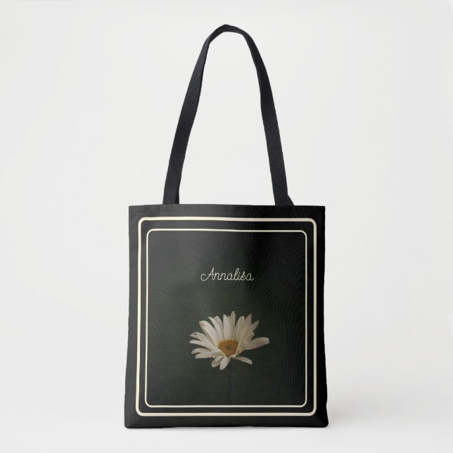 Lässige Daisy Blume Personalisiert Black Tasche (Vorderseite)