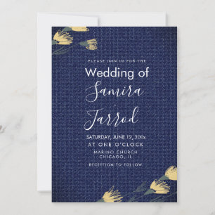 Lässige Denim- und Wildblumen-Hochzeitseinladung