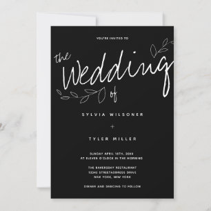 Lässige Einfache moderne Schwarze Typografie Einladung