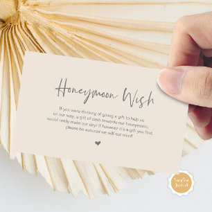 Lässige Elegance Wedding Honeymoon Wish Begleitkarte