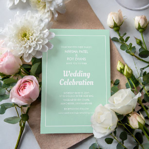 Lässige Elegante Grüne Foto Hochzeit Einladung