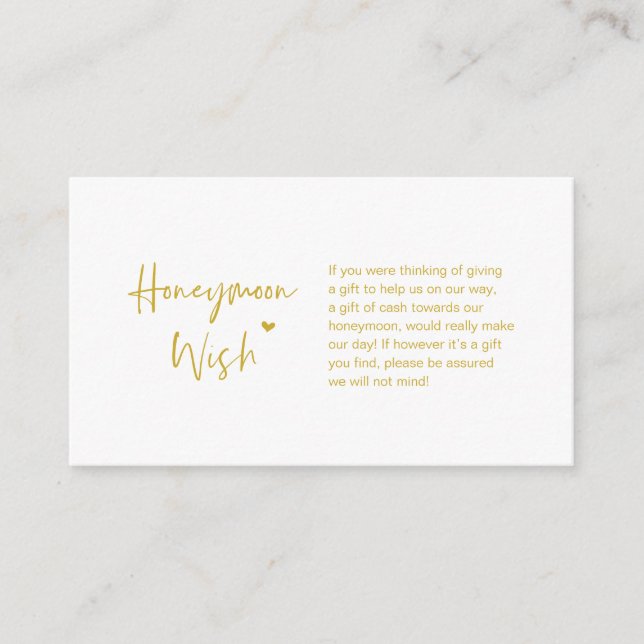 Lässige Eleganz minimal, Gold, Flitterwochen Wünsc Begleitkarte (Vorderseite)