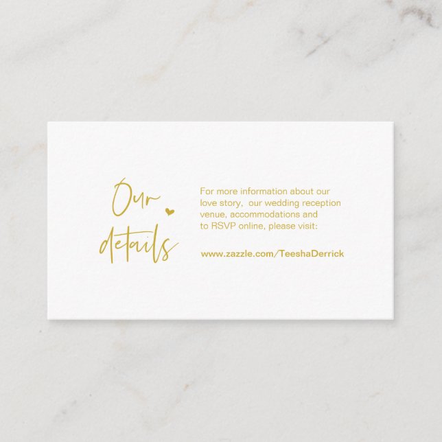 Lässige Eleganz, Minimal, Gold, Hochzeitsdetails Begleitkarte (Vorderseite)