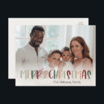 Lässige Farben Weihnachten Volles Foto<br><div class="desc">Diese lässige Weihnachts-Weihnachts-Vollpension-Postkarte ist perfekt für Ihren lustigen, kreativen, hellen Weihnachtsgruß. Es ist ein einzigartiger, spielerischer, moderner Schriftart in Rot, Boho Bräune und heller und dunkelgrüner Farbe, die für ein fröhliches, saisonales Ambiente sorgen. Wenn Sie Ihren Lieben den dunklen Winter mit niedlichem Feiertagsjubeln näher bringen wollen, haben Sie genau das...</div>