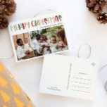 Lässige Farbige Weihnachten Drei Foto<br><div class="desc">Diese lässige Weihnachtspostkarte aus drei Fotos ist perfekt für Ihren fröhlichen, kreativen und hellen Weihnachtsgruß. Es ist ein einzigartiger, spielerischer, moderner Schriftart in Rot, Boho Bräune und heller und dunkelgrüner Farbe, die für ein fröhliches, saisonales Ambiente sorgen. Wenn Sie Ihren Lieben den dunklen Winter mit niedlichem Feiertagsjubeln näher bringen wollen,...</div>