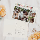Lässige farbige Weihnachten Fünf Foto<br><div class="desc">Diese lässige, farbenfrohe Weihnachtspostkarte aus fünf Fotos ist perfekt für Ihren fröhlichen, kreativen und hellen Weihnachtsgruß. Es ist ein einzigartiger, spielerischer, moderner Schriftart in Rot, Boho Bräune und heller und dunkelgrüner Farbe, die für ein fröhliches, saisonales Ambiente sorgen. Wenn Sie Ihren Lieben den dunklen Winter mit niedlichem Feiertagsjubeln näher bringen...</div>