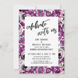 Lässige Feier mit US Pink-Aquarellfarben-Blume Einladung