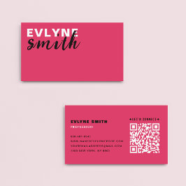 Lässige Feminine Bold Pink QR Code Typografie Visitenkarte