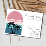 Lässige Foto Beach Hochzeit Save The Date<br><div class="desc">Genießen Sie den sorglosen Geist der Liebe und die Schönheit des Strandes mit unserem "Alles, was wir brauchen ist Liebe und der Strand" Lässig Hochzeit Retten Sie das Datum. Diese reizvolle Karte kombiniert ein Retro-Sonnenuntergang Palmen-Design, das perfekt die Essenz Ihres entspannten und am Strand inspirierten Hochzeitsfeiern. Passen Sie die Kartenvorderseite...</div>