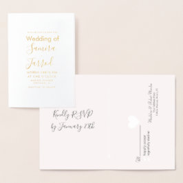 Lässige Gold-Minimal-Herz-UAwg und Hochzeitskarte Folienkarte