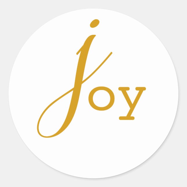 Lässige Gold- und White Joy Round-Aufkleber Runder Aufkleber (Vorderseite)