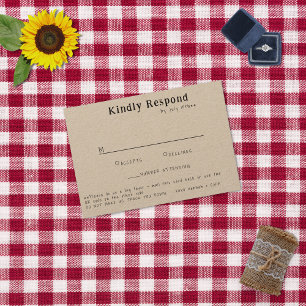 Lässige handgeschriebene Typografie Kraft RSVP Karte