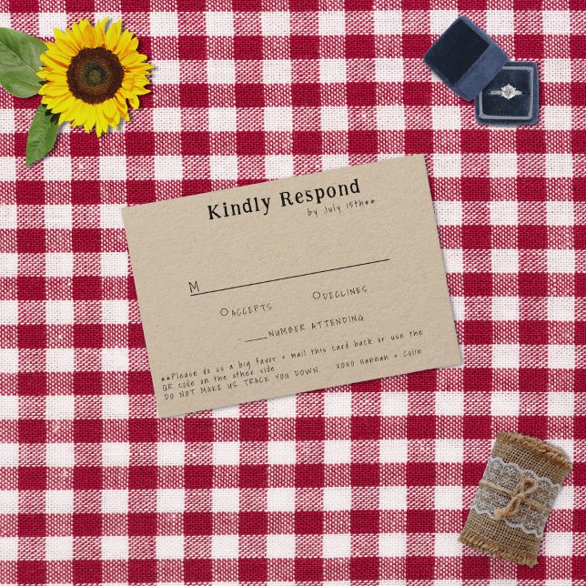 Lässige handgeschriebene Typografie Kraft RSVP Karte (Von Creator hochgeladen)