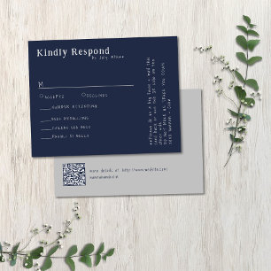 Lässige handgeschriebene Typografie, Silver & Navy RSVP Karte