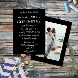 Lässige handgeschriebene Typografie weiß und schwa Einladung