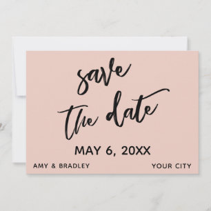 Lässige Handschrift Blush Pink Hochzeitstypografie Save The Date